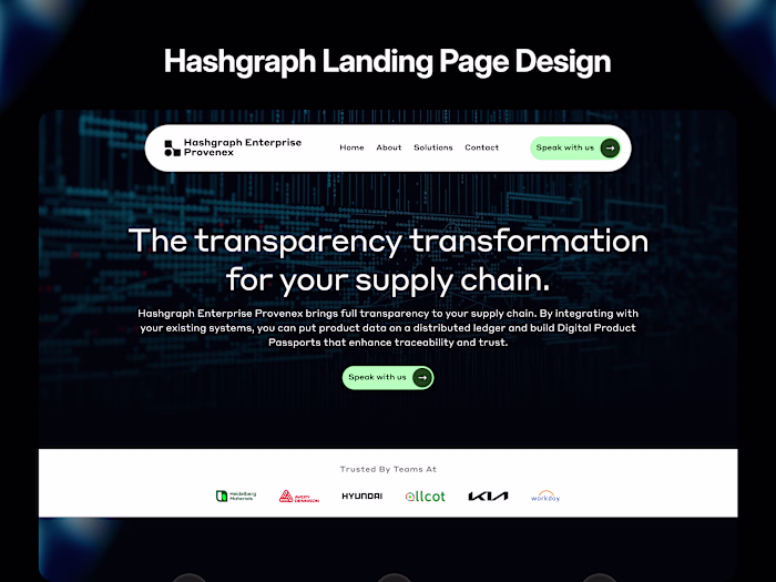 Provenex Landing Page Design for Supply Chain Transparency