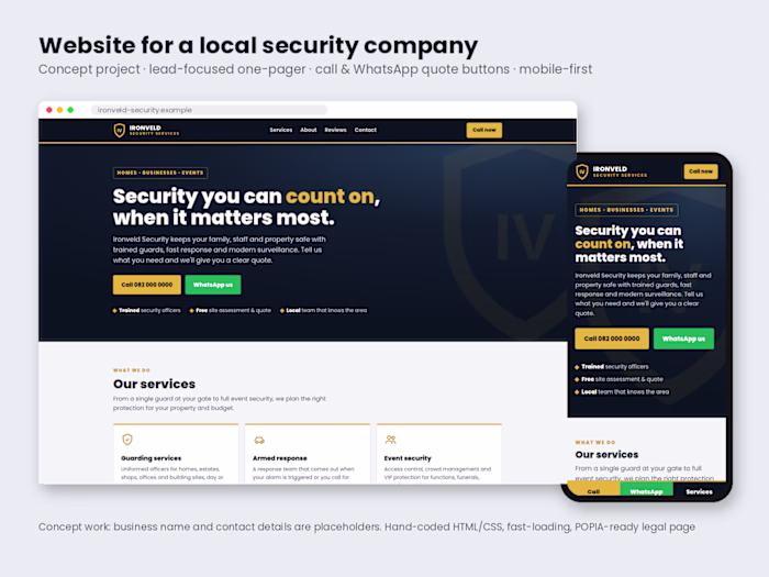 A lead-focused website for a
