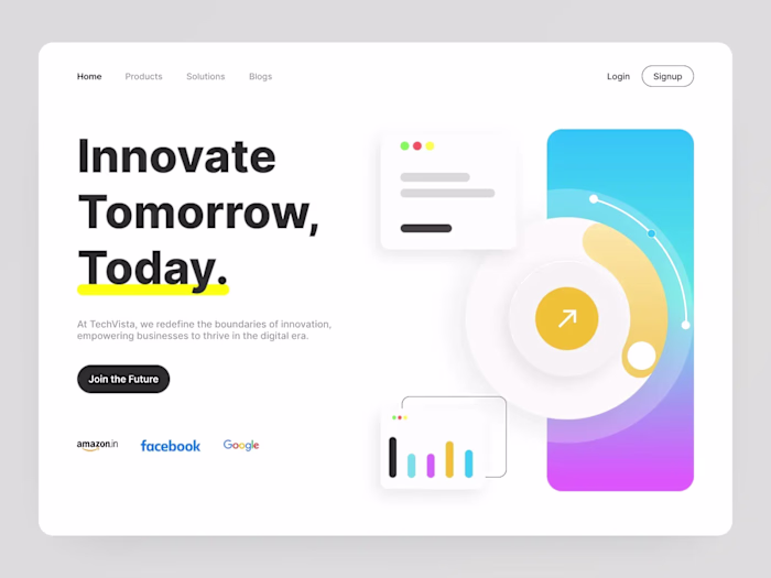 Pioneering Tomorrow's Tech Landscape Web Header / Home Page UI