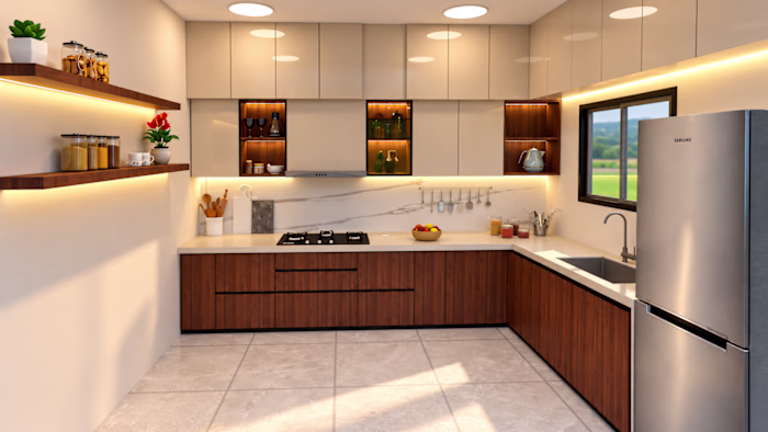Modern L-Shaped Kitchen Design |