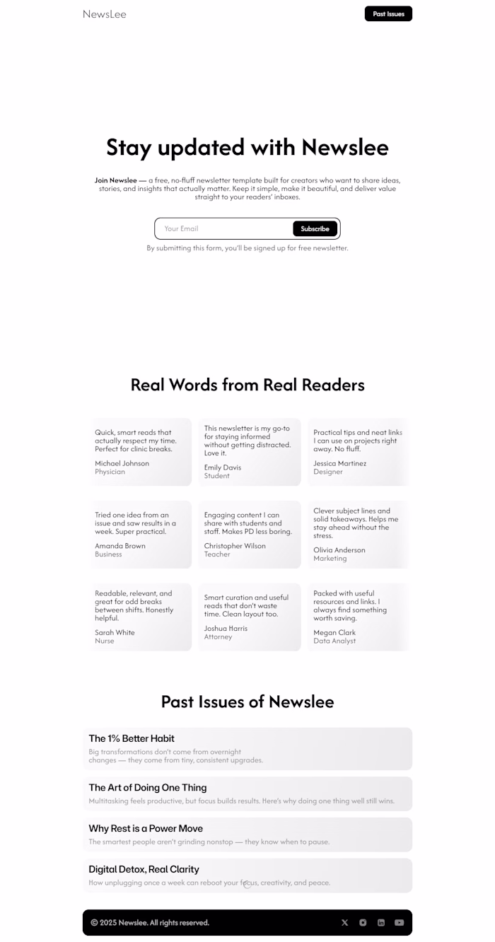 Just create a newsletter template