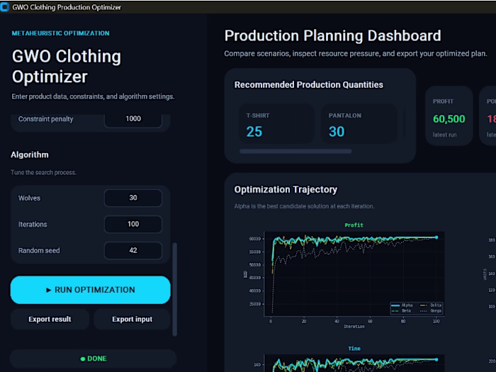 Desktop App: GWO Clothing Production Optimizer Application