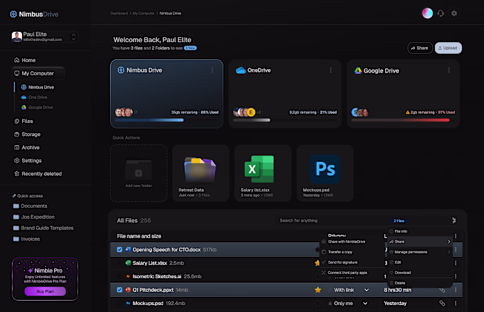 Nimble Drive Landing Page