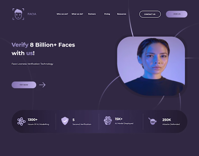 FACIA FACIAL RECOGNITION APP LANDING PAGE