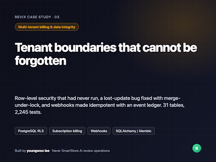 Revix: Multi-tenant billing & data integrity in PostgreSQL