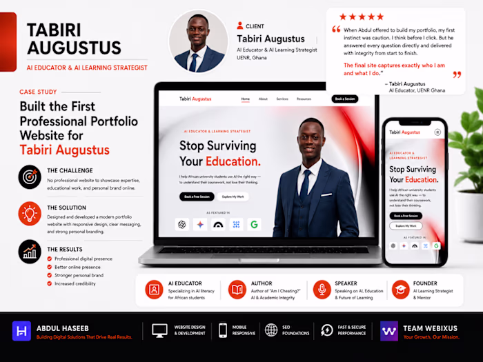 AI Educator Portfolio Website for Tabiri Augustus