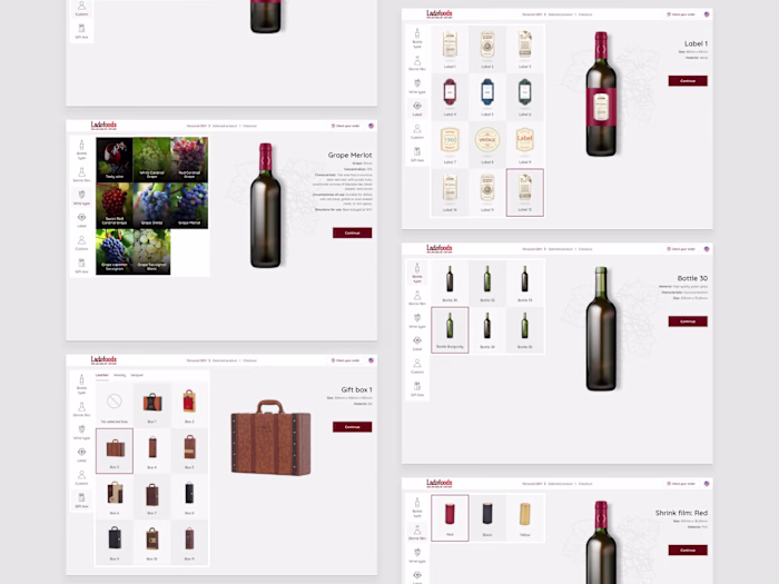 Figma to HTML: Customize a bottle by bottle types, labels, etc