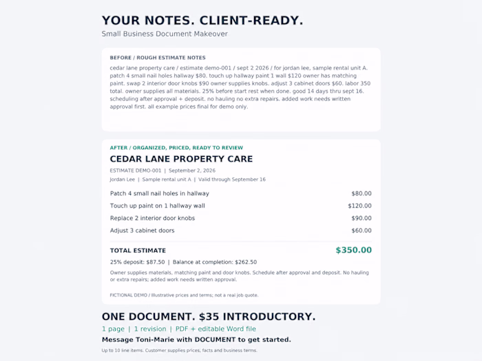 Portfolio sample showing how I