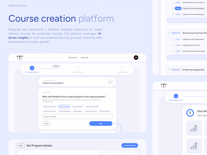 Website for AI course creation platform