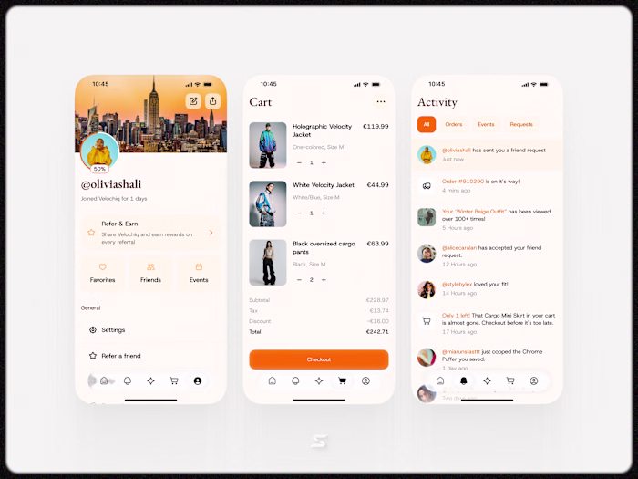 Social shopping app design.
