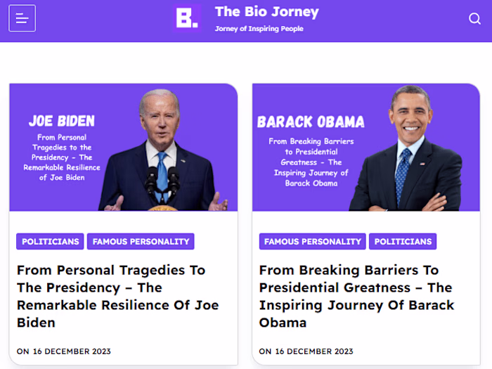 The Bio Journey - Biography Website