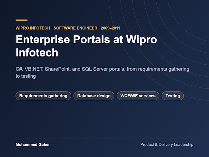 Enterprise Portals at Wipro Infotech