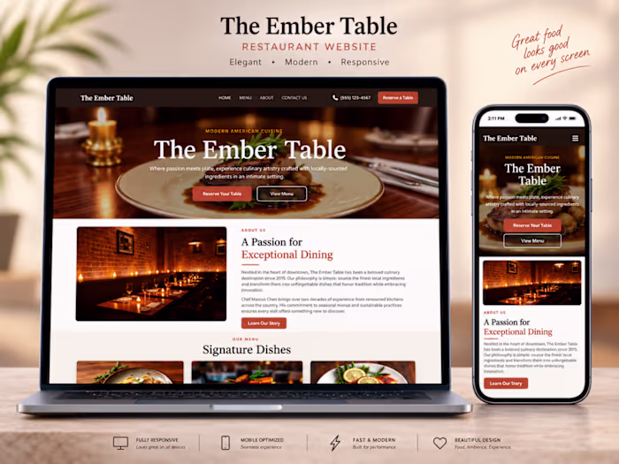 Ember Restaurant Website
