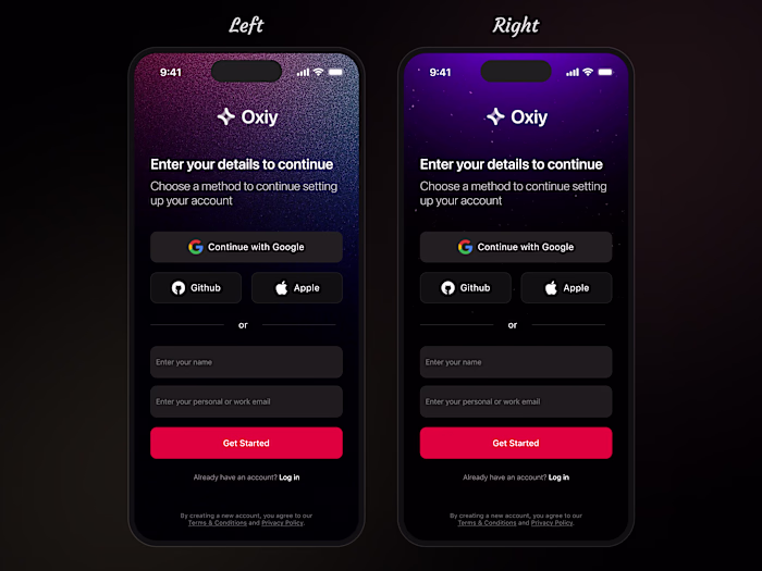 Log in onboarding