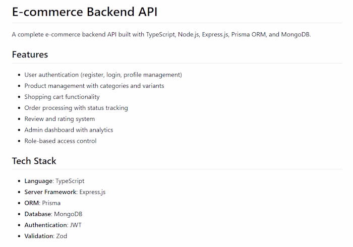 E-commerce Backend
A scalable e-commerce backend