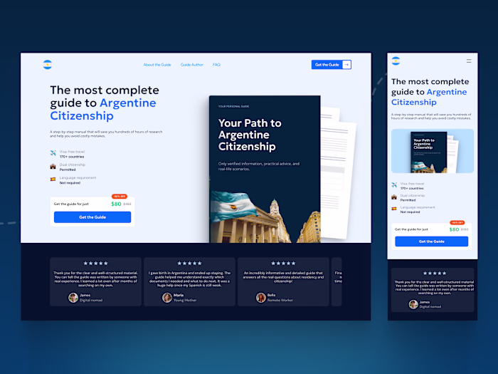 Immigration Guide Landing Page Design