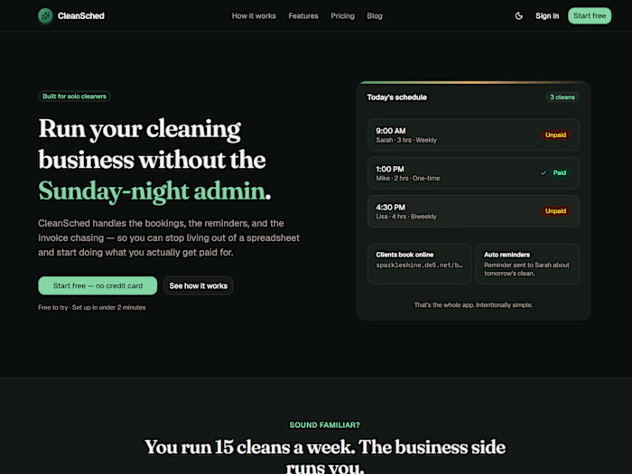 CleanSched - Scheduling & invoicing