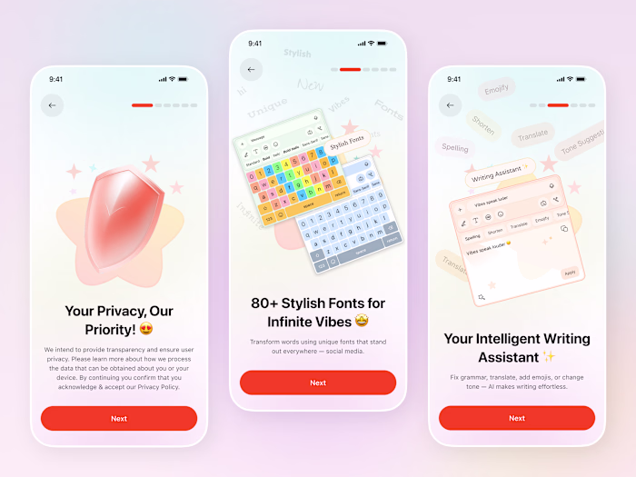 Stylish iOS Keyboard App Onboarding UI
