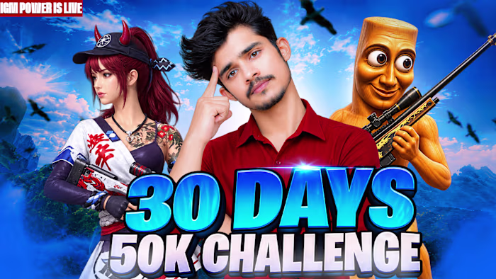 30 Days 50K Challenge – High-CTR YouTube Gaming Thumbnail