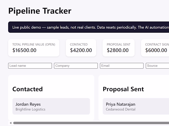 Lead/Client Pipeline Tracker Development