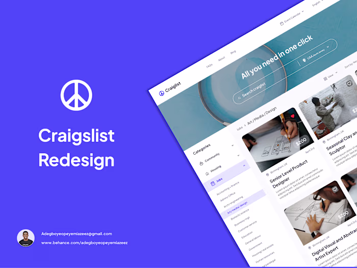 E-commerce Website Redesign (Craigelist)