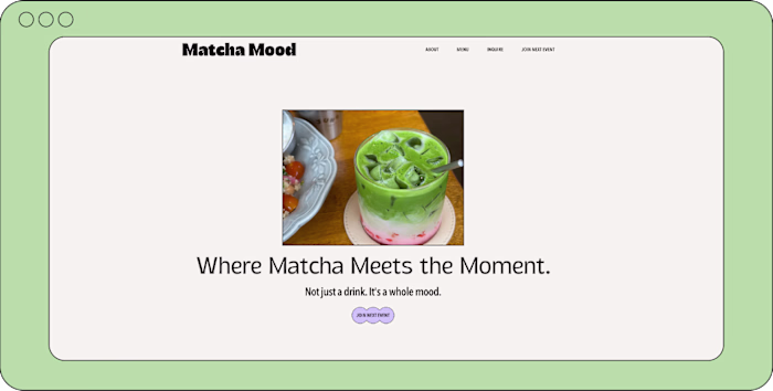 Matcha Mood | One Page Website Design