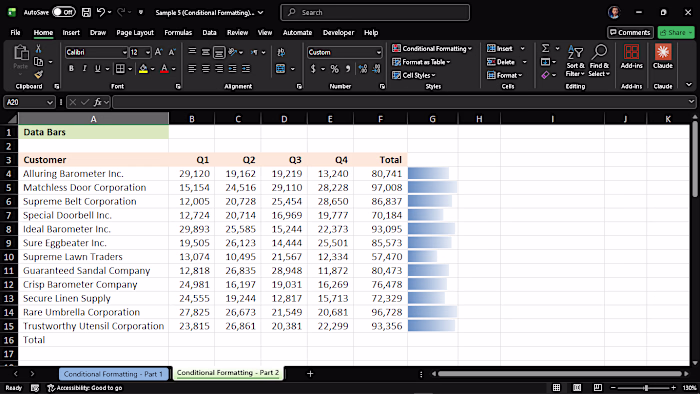 Advanced conditional formatting including highlight