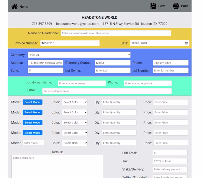 Invoice/WorkOrder Management App