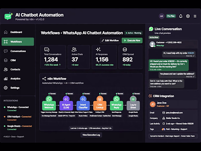 AI Whatsapp chatbot 24/7 customer