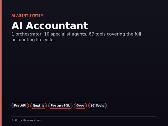 AI Accountant — 1 Orchestrator, 10 Agents, 67 Tools