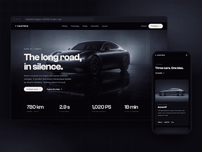 VANTERA — 11-page concept with a live configurator