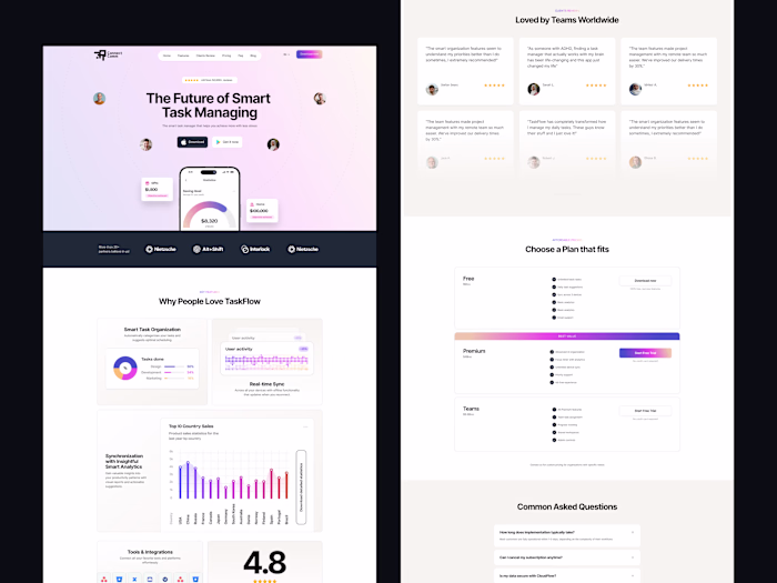 TaskFlow SaaS Landing Page Design
