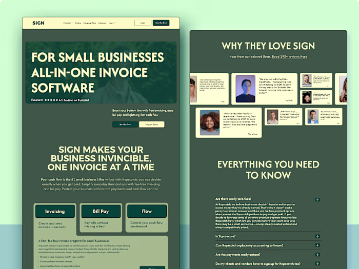Invoice Landing Page Design