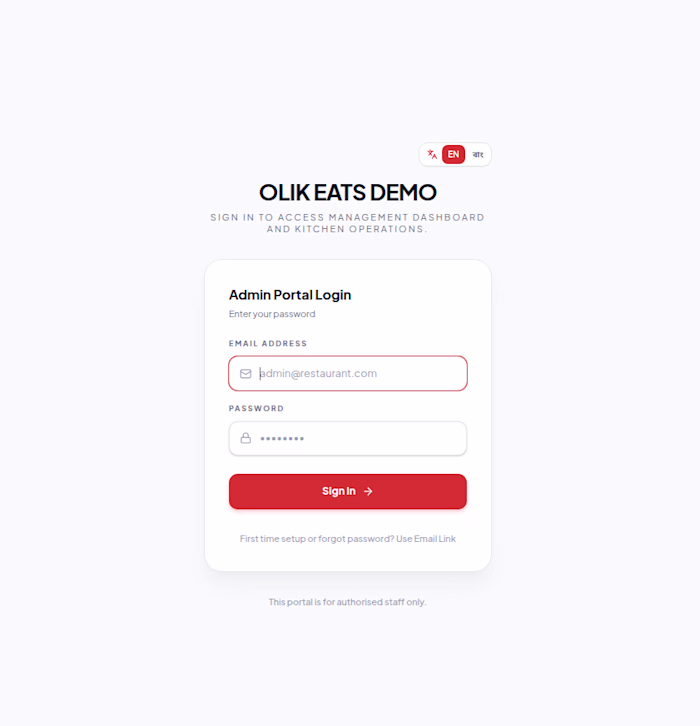Restaurant Admin Panel ( Olik