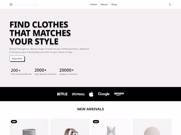 Shaolin Wears : An Ecommerce Website
