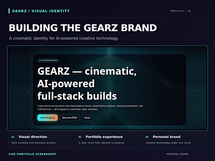 GEARZ Brand & Portfolio | Cyber-Inspired Visual Identity