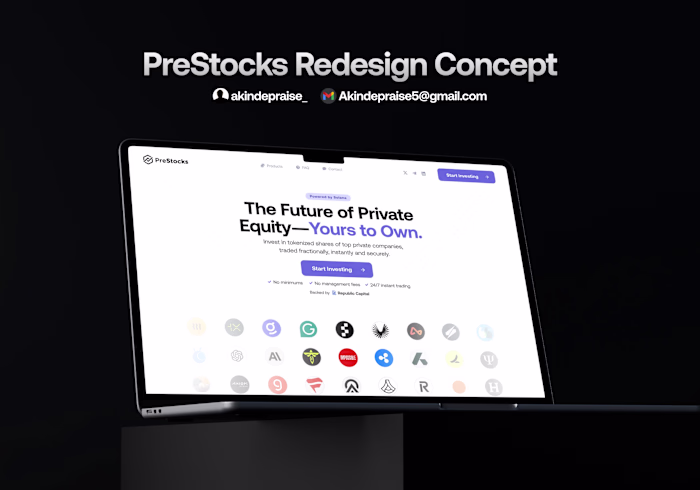Prestock Web3 Landing Page Redesign
