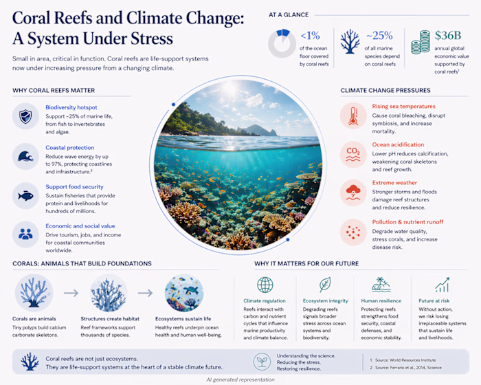 Coral reefs occupy less than