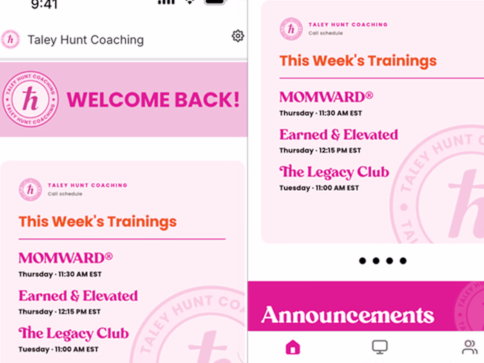 Taley Hunt Coaching | Kajabi App Design