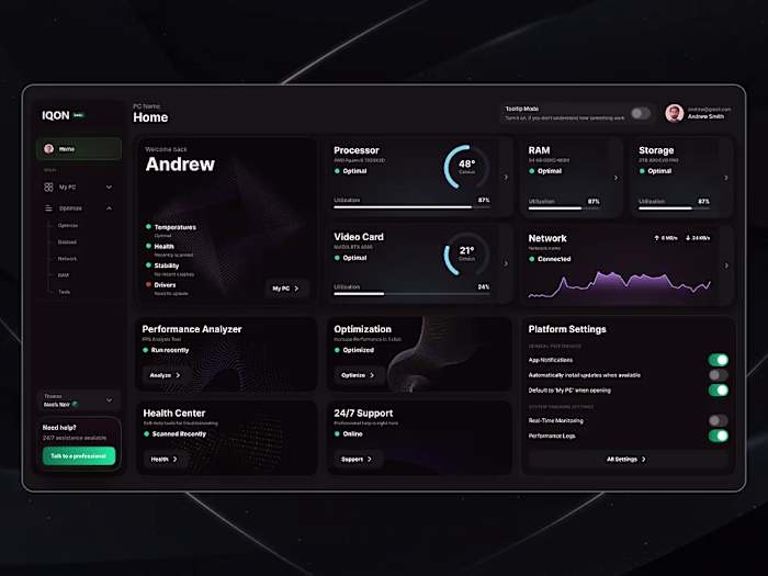 IQON | High-Performance System Monitoring UI/UX Design