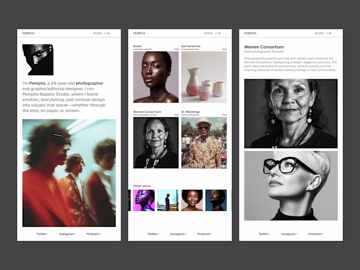 Editorial layout Portfolio website design