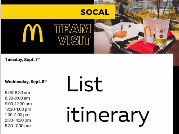 McDonald’s Itinerary