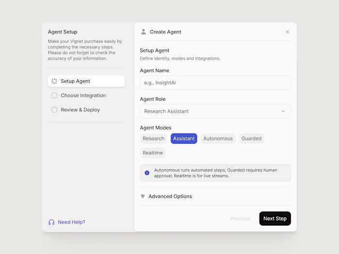Agent Setup / Create Agent step!