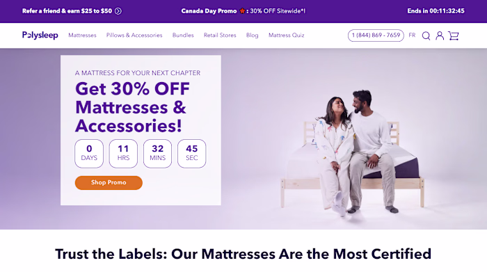 Polysleep E-Commerce Landing Page Development