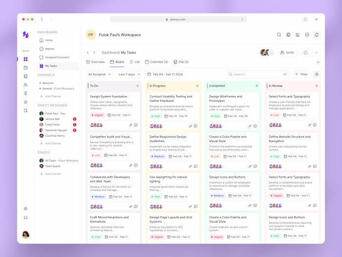 Planso - Task Management Board UI/UX for a SaaS Product