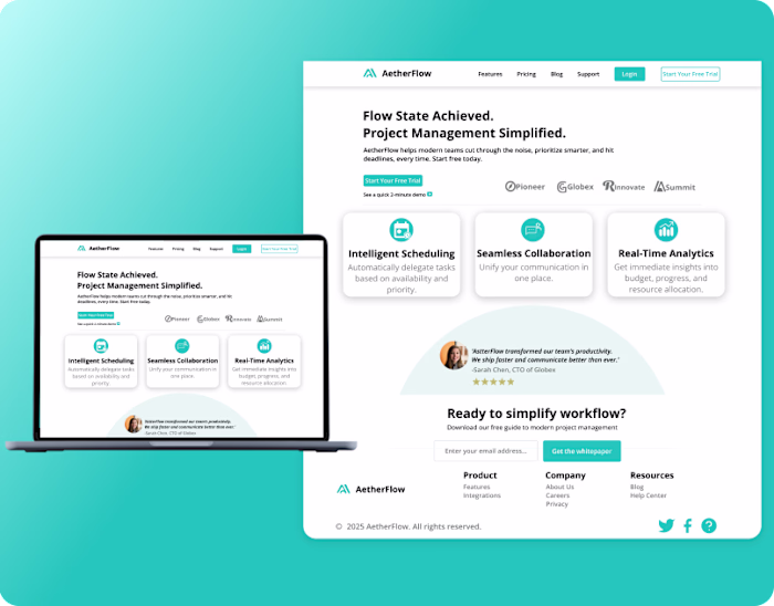 AetherFlow – SaaS Landing Page 