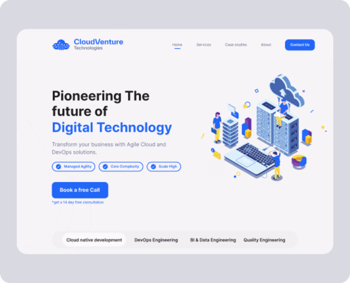 Cloud venture Landing page design