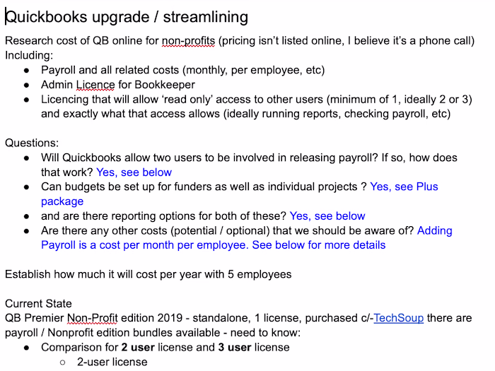 Bookkeeping Upgrade Research