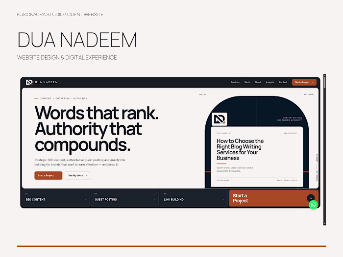 Dua Nadeem — Editorial Personal Brand Website