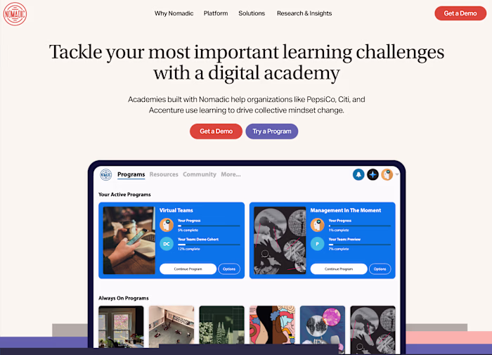 Nomadic marketing site
